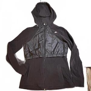 Adidas Black Hooded Zip-Up Jacket with Mesh Detail